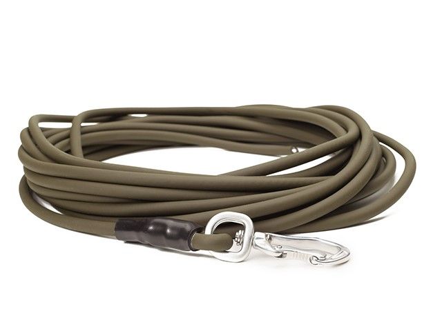 Mystique Biothane Tracking Lijn Rond 8MM Khaki Met Handgreep
