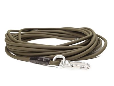 Mystique Biothane Tracking Lijn Rond 8MM Khaki Met Handgreep