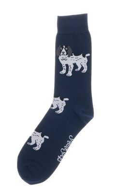 Shuttle Socks Zwart/Witte Spaniel Navy Blauw