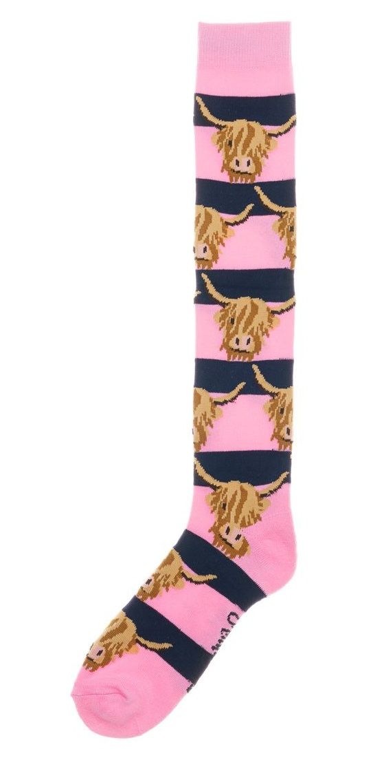 Shuttle Socks Highland Cow Roze/Navy Blauw