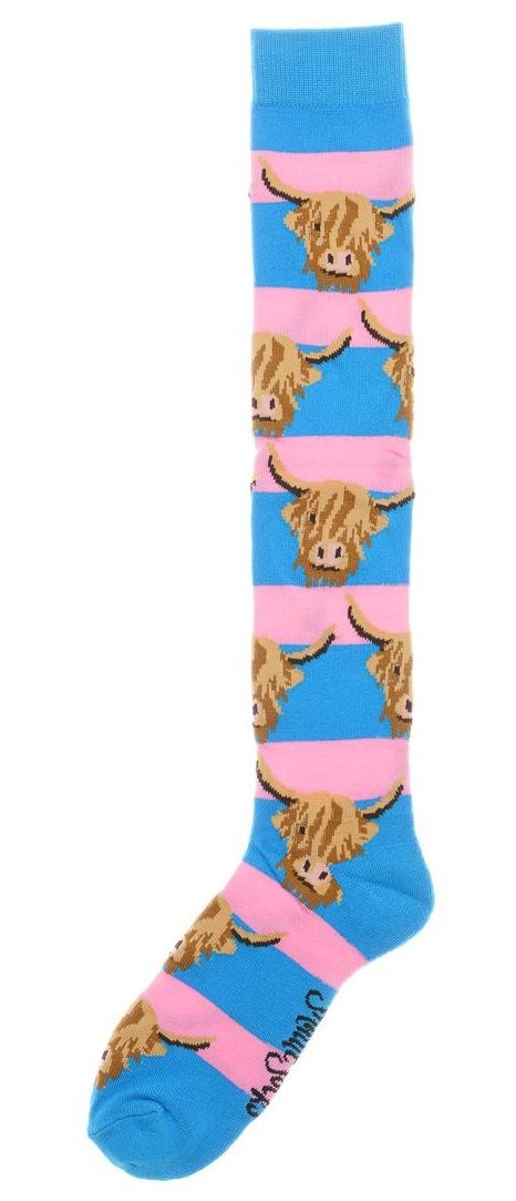 Shuttle Socks Highland Cow Blauw/Roze