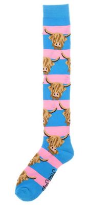 Shuttle Socks Highland Cow Blauw/Roze
