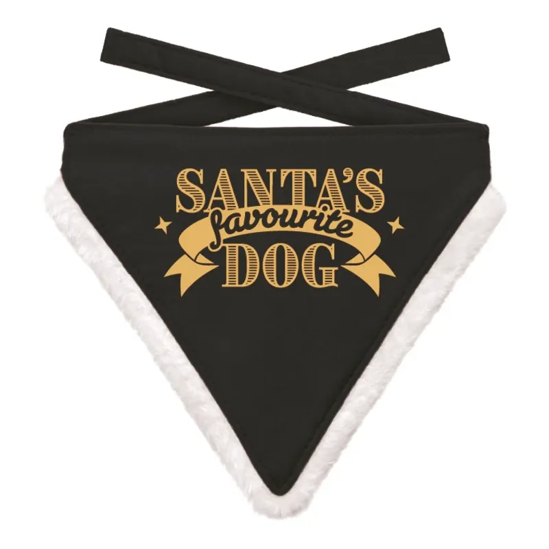 Kerst Bandana Santa's Favourite Dog Zwart Medium
