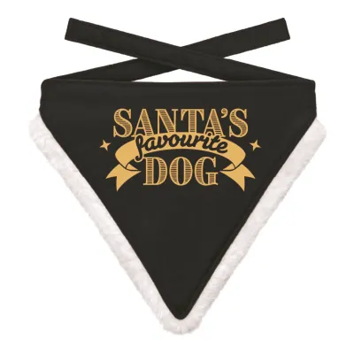 Kerst Bandana Santa's Favourite Dog Zwart Medium