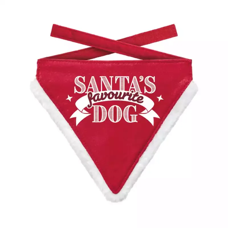 Kerst Bandana Santa's Favourite Dog Rood Medium