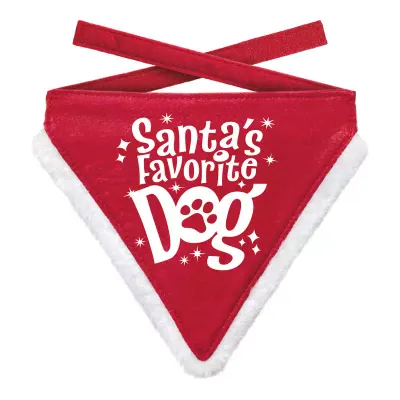 Kerst Bandana Santa's Favorite Dog Rood Large