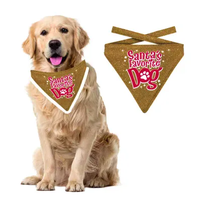 Kerst Bandana Santa's Favorite Dog Goud Large