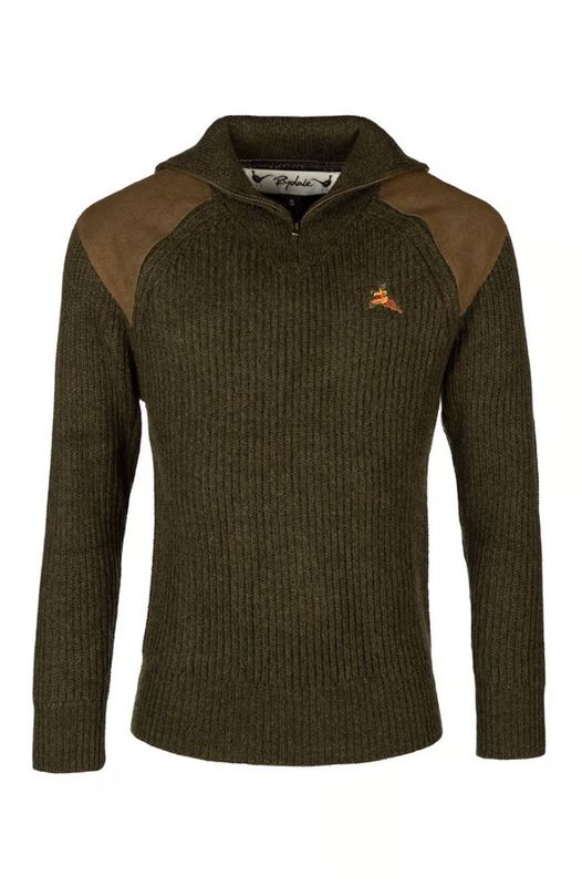 Rydale Heren Danby Half Zip Chunky Shooting Sweater Olive Tweed
