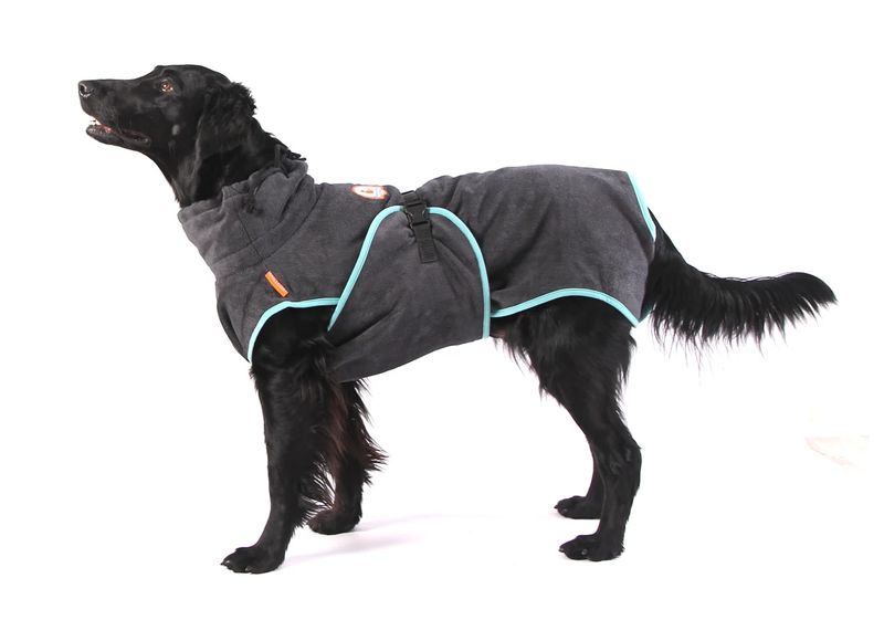 SuperFurDogs Badjas Classic Chillcoat Antraciet Grijs Extra Small
