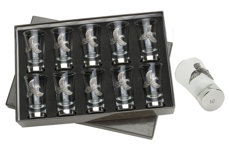 Bisley Set 10 Borrel Glazen Genummerd Fazant