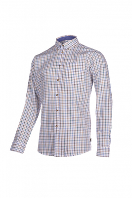 Baleno Heren Hemd Berkley Camel/Blauw/Bruin