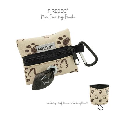 Firedog Mini Poepzakjeshouder Nylon Hondenpootjes Beige Firedog Mini Poepzakjeshouder Nylon Hondenpootjes Beige