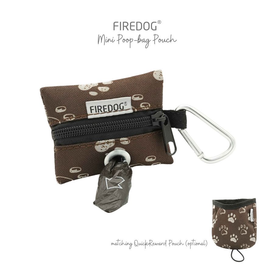 Firedog Mini Poepzakjeshouder Nylon Hondenpootjes Bruin