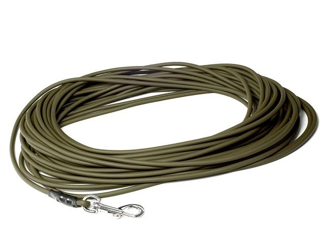 Mystique Biothane Tracking Lijn Rond 6MM Khaki Met Handgreep