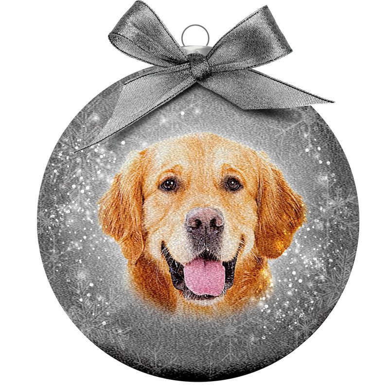Kerstbal Frosted Golden Retriever Grijs