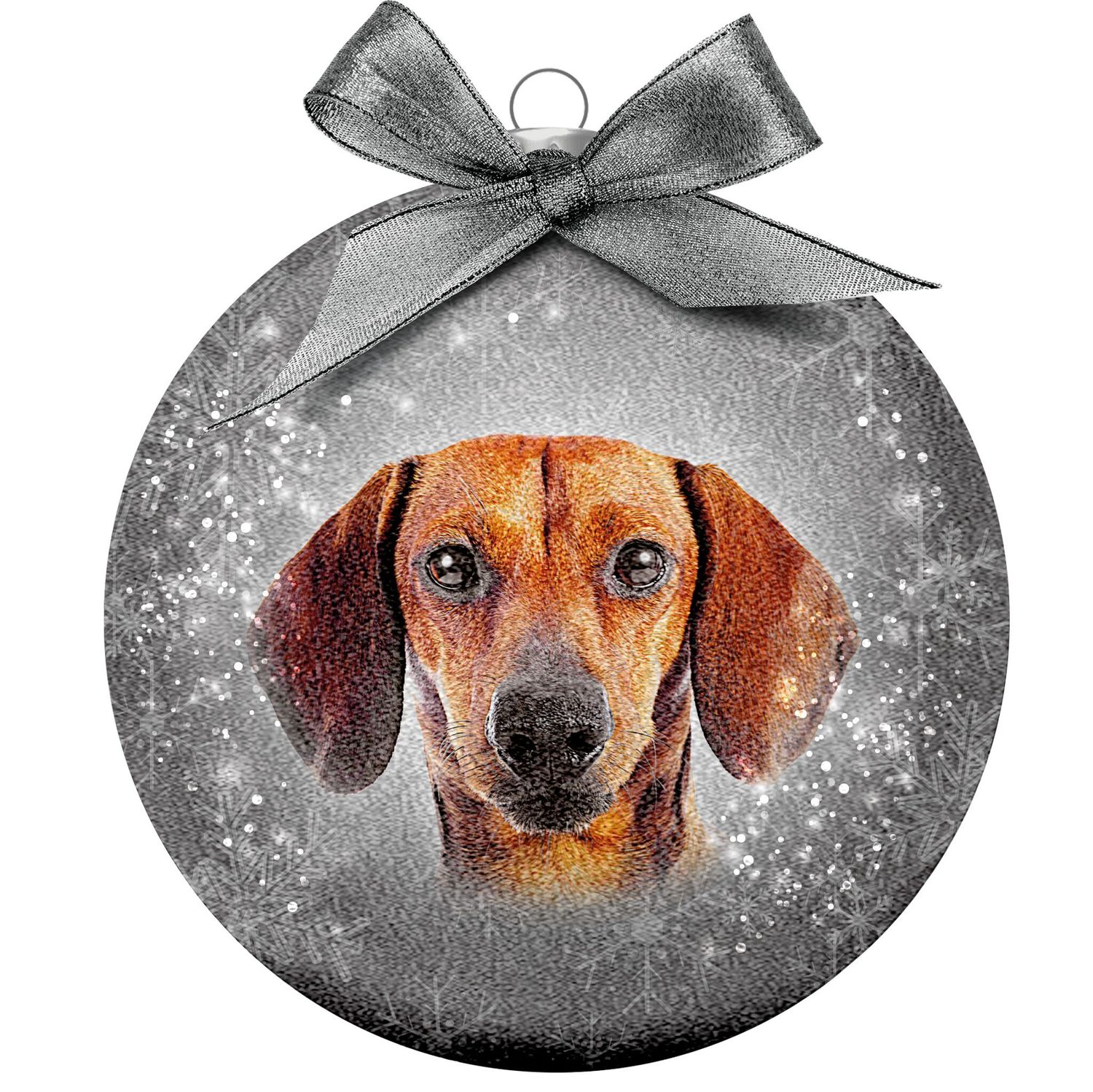Kerstbal Frosted Teckel Grijs