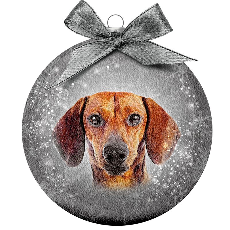 Kerstbal Frosted Teckel Grijs