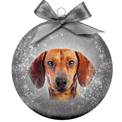 Kerstbal Frosted Teckel Grijs