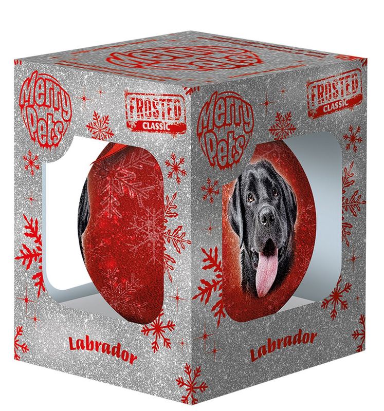 Kerstbal Frosted Labrador Retriever Rood