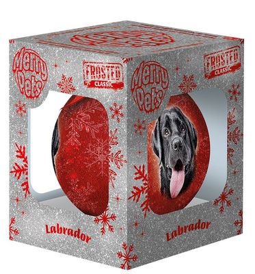 Kerstbal Frosted Labrador Retriever Rood