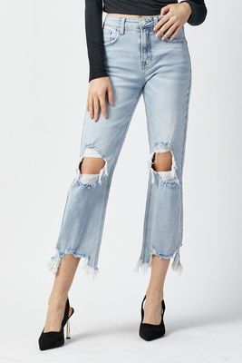 PLUS STRAIGHT CROPPED JEANS