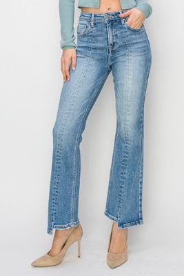 FLARE SIDE STEP HEM JEANS
