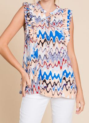 MIX COLOR TIE NECK TOP