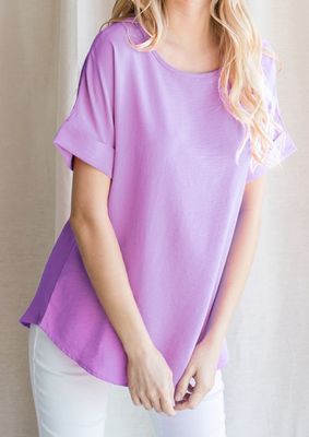 LAVENDER CUFFED SLEEVE TOP