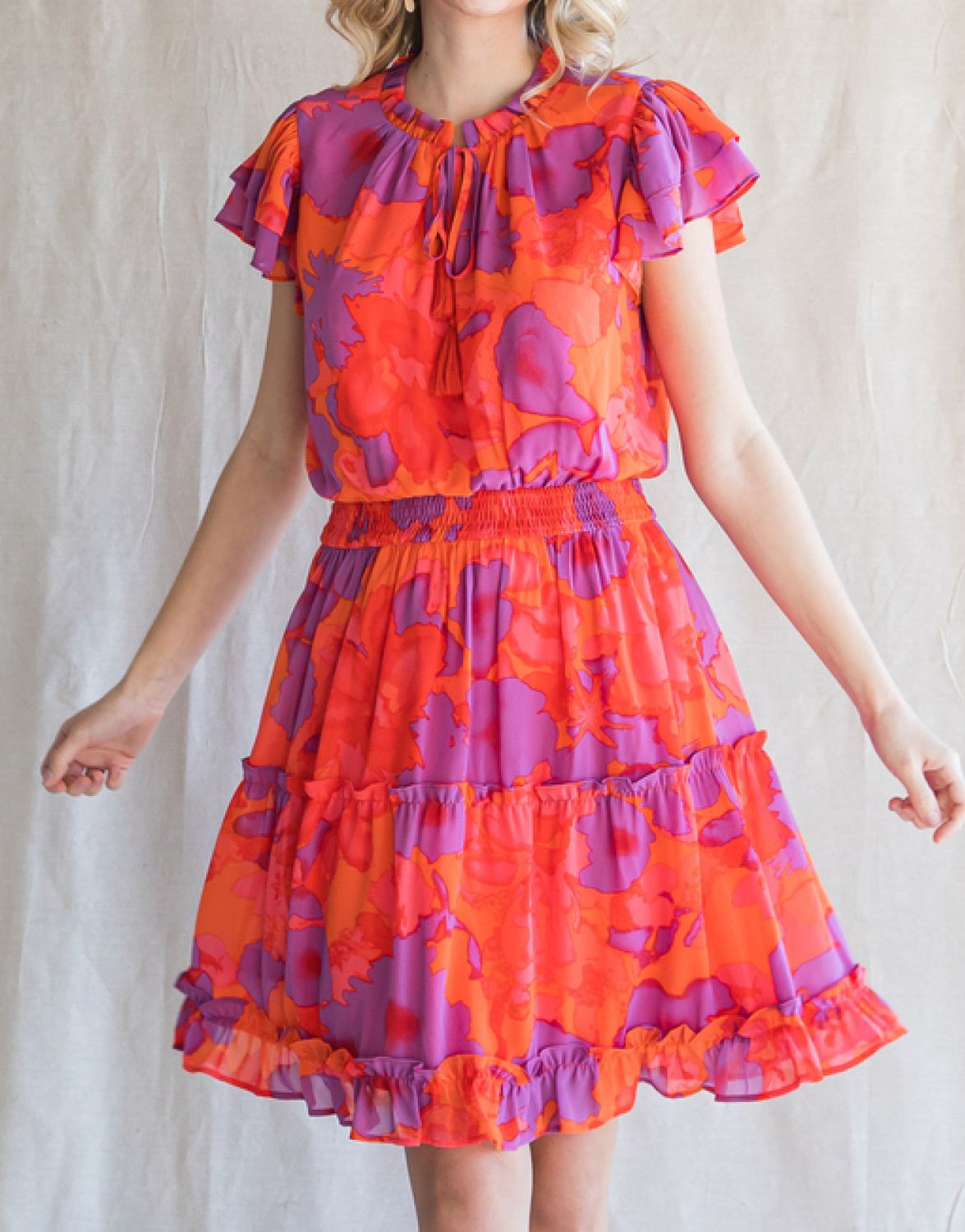 ORANGE FLORAL DRESS