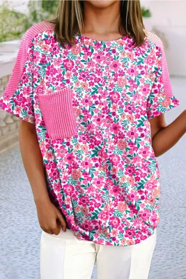 PLUS FLORAL PRINT PATCHWORK TOP
