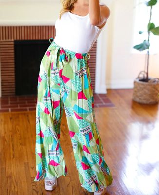 GEO PRINT WIDE LEG JUMPSUIT