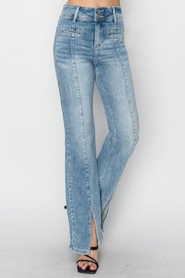 ANKLE STRAIGHT FRONT OPEN SLIT JEANS