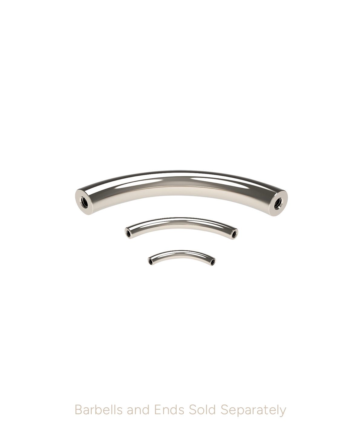 Ti Threaded Curved Barbell Shaft (CRV) 16g, Size: 3/16&quot;