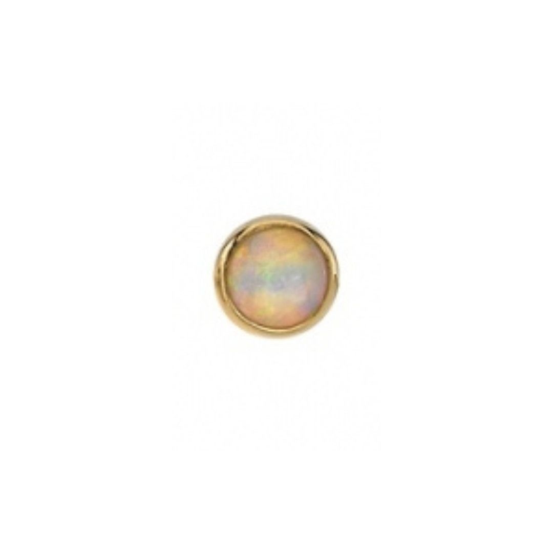BVLA Pin - Cup w/ Synth. White Opal Cabochon, Size: 2mm, Color: YG
