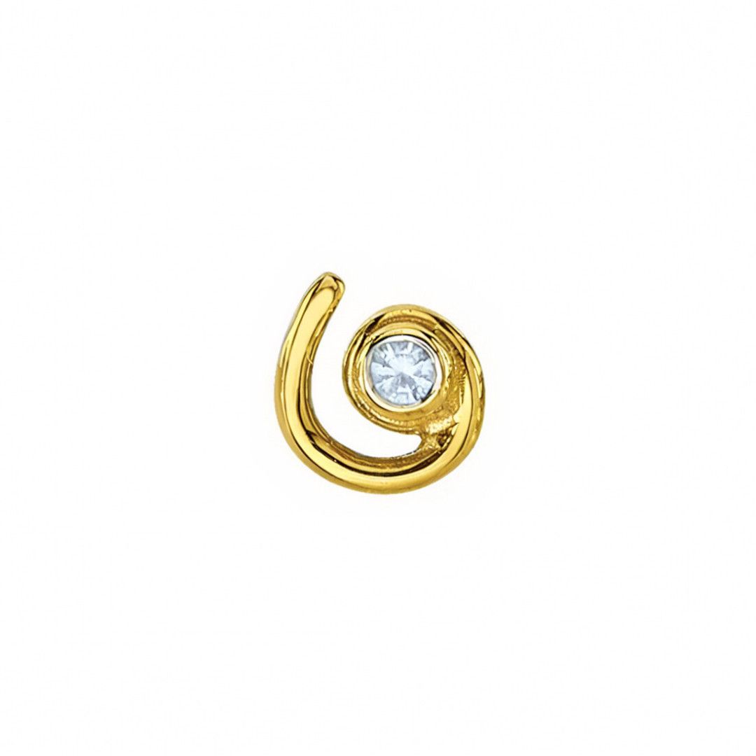 BVLA Pin - Single Swirl, Gemstone: 1.5mm White CZ, Metal: YG