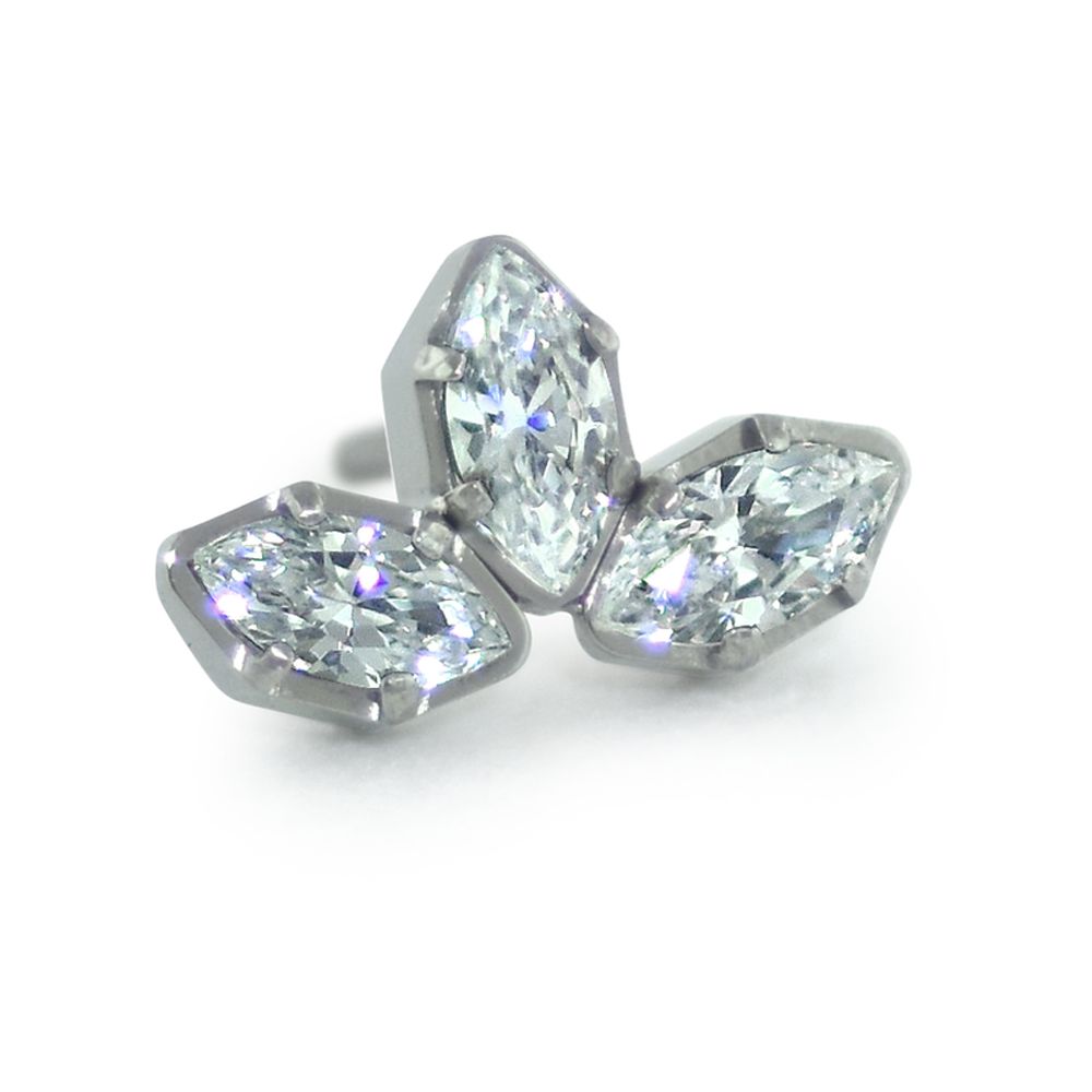 Neo Ti Marquise Cut Gem Fans, Color: White CZ (CZ)