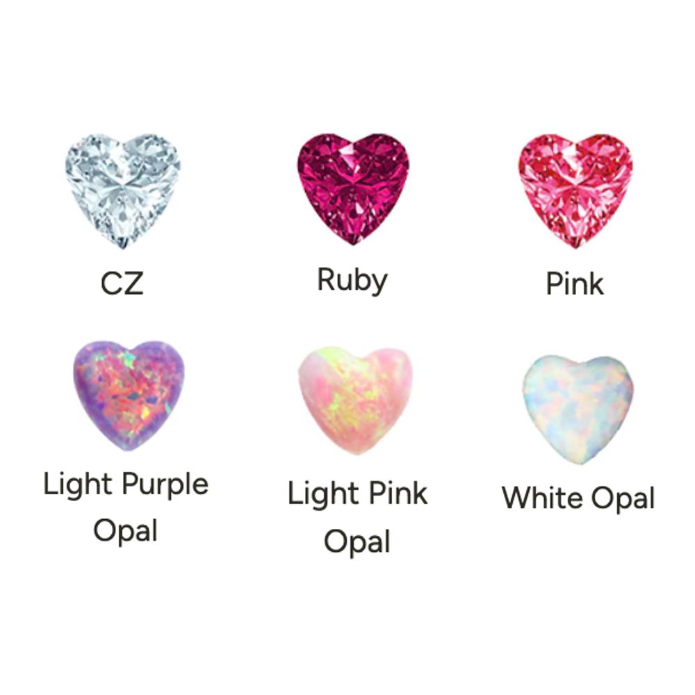 Anatometal Threaded - Titanium Navel Curve Heart Cut, Color: White Opal, Size: 14g 1/4&quot;