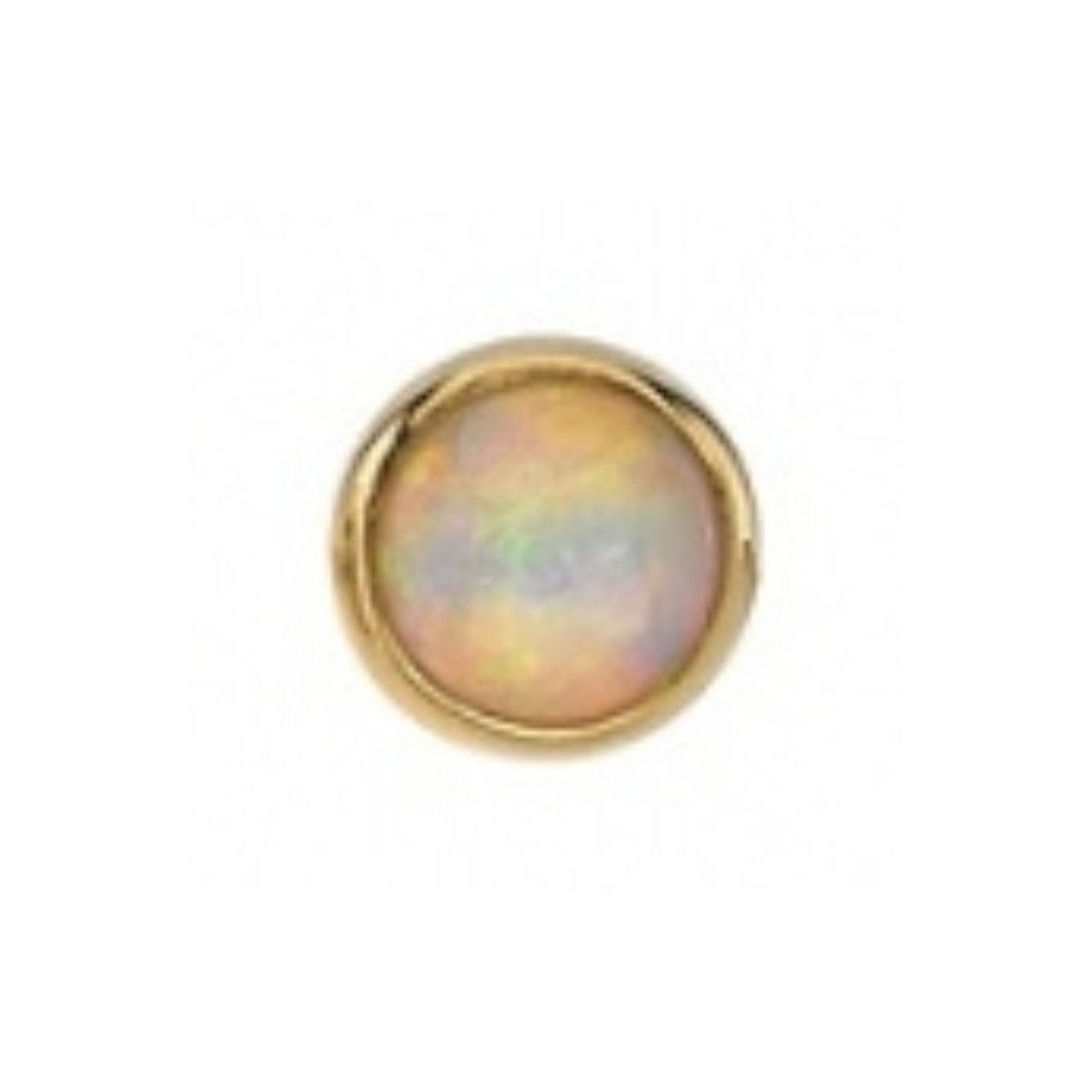 BVLA Pin - Cup w/ Synth. White Opal Cabochon, Size: 2mm, Color: YG