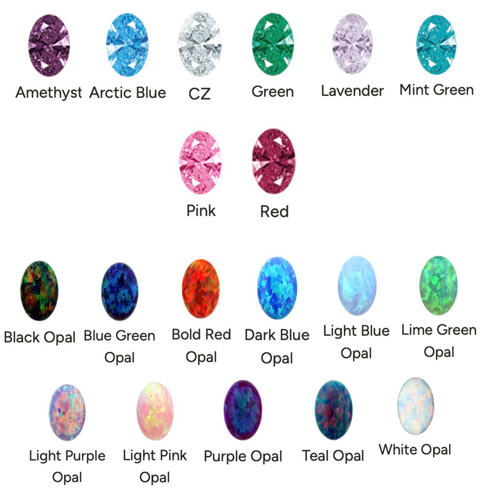 Anatometal Threaded - Titanium Navel Curve Oval Set, Color: White Opal, Size: 14g 1/4&quot;