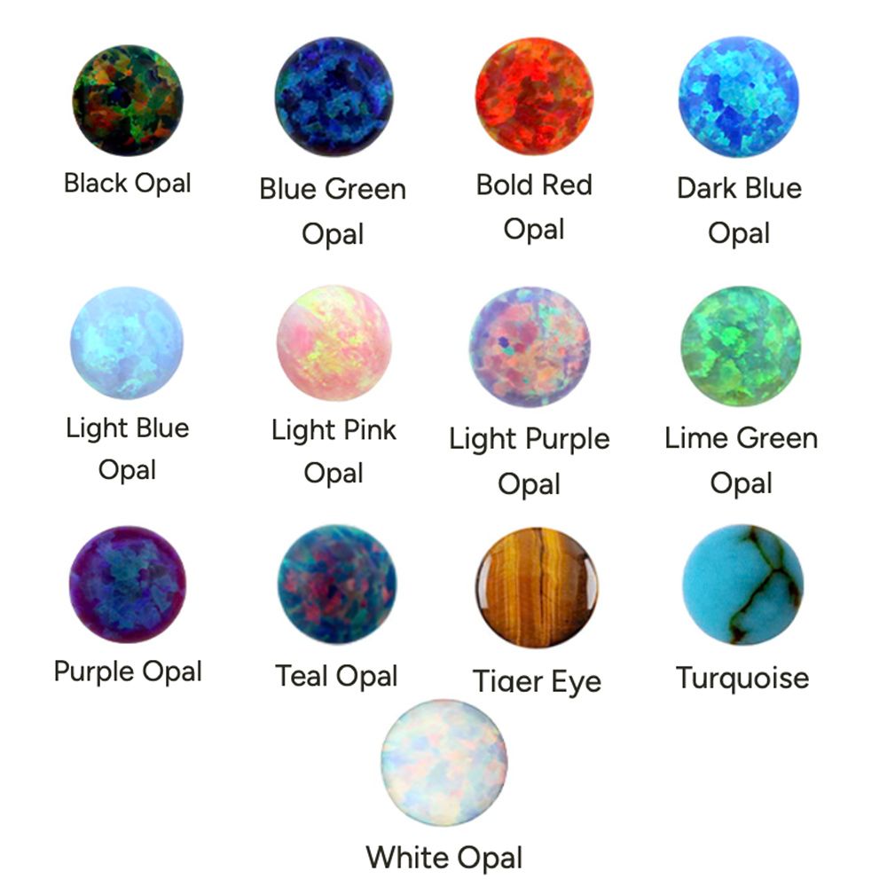 Anatometal Threaded - Titanium Navel Curve Bezel Set, Color: White Opal, Size: 14g 1/4&quot;