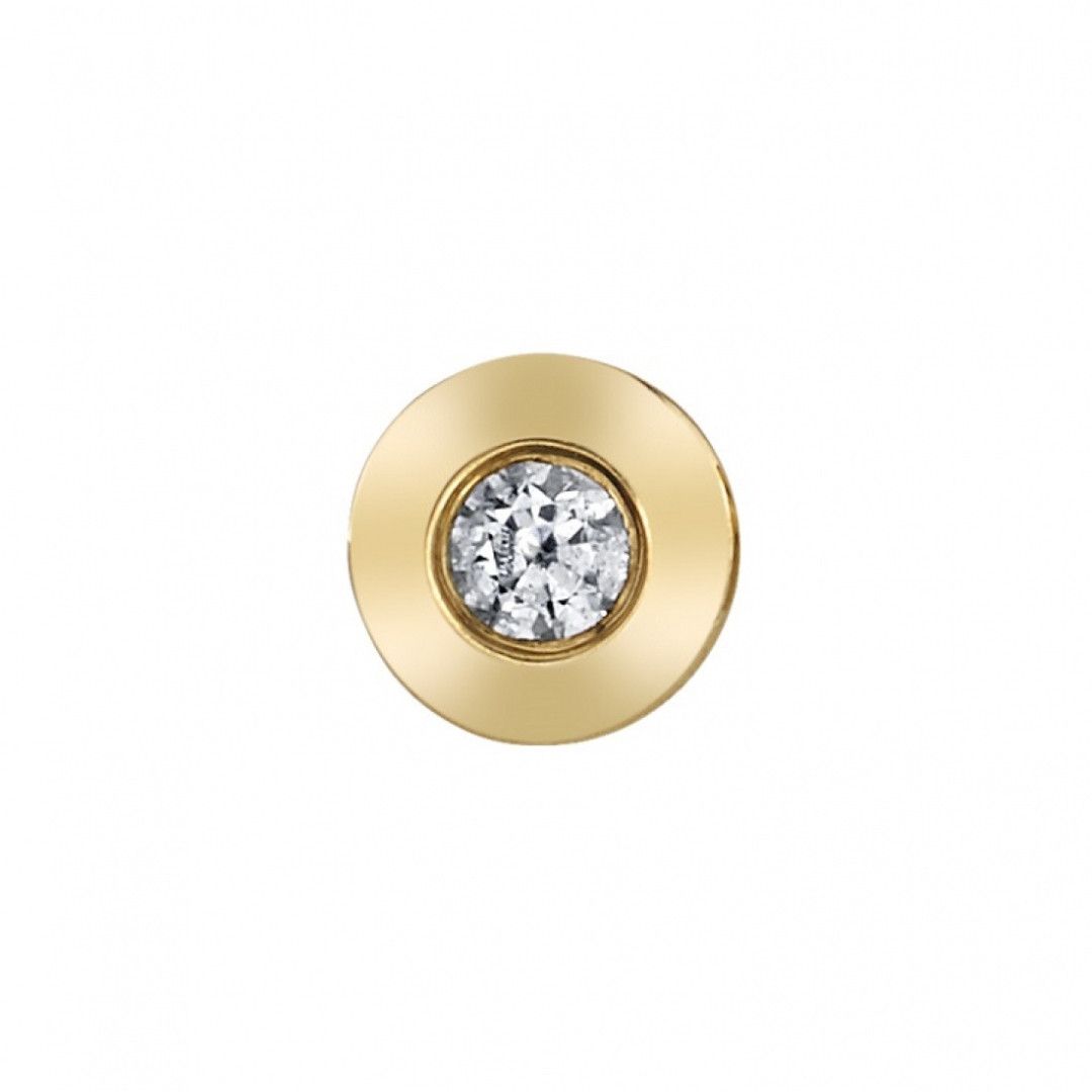 BVLA Pin - Saucer, Size: 4mm, Gemstone: 1.75mm White CZ, Gold Color: YG