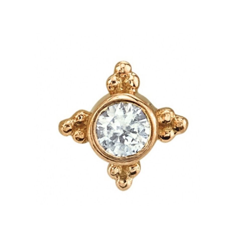 BVLA Pin - Mini Kandy, Size: 5mm + 2mm, Gemstone: White CZ, Gold Color: YG