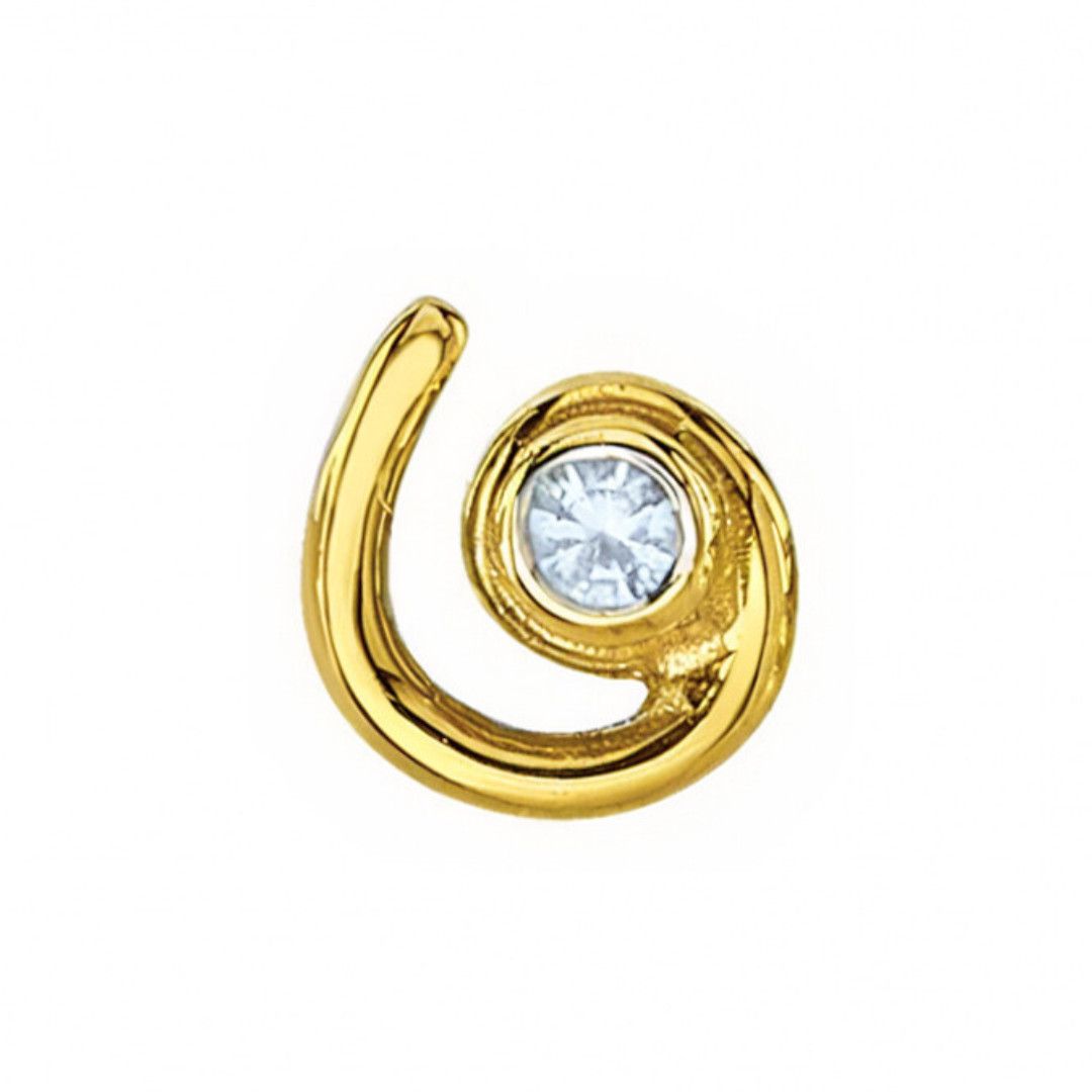 BVLA Pin - Single Swirl, Gemstone: 1.5mm White CZ, Metal: YG