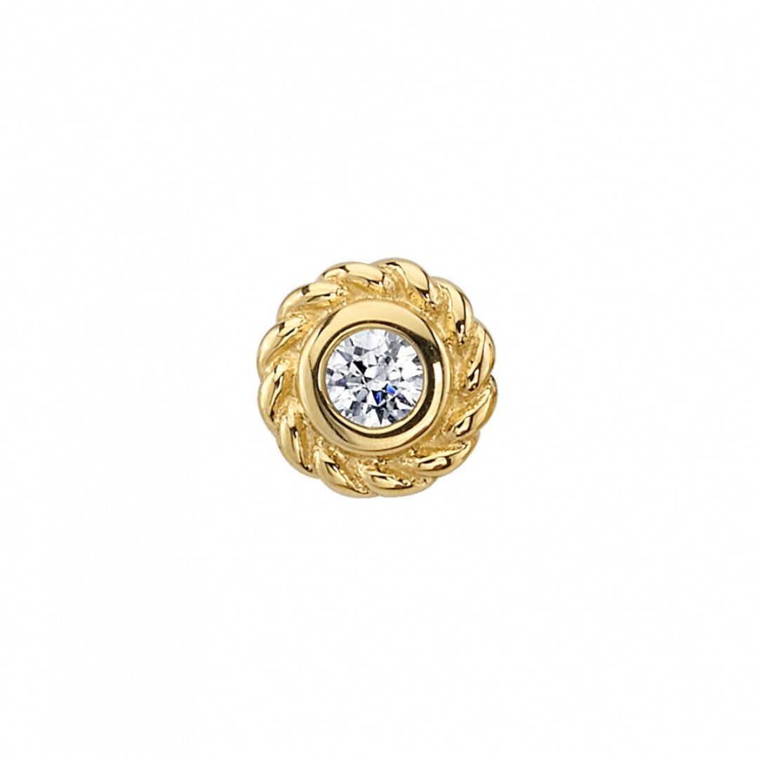 BVLA Pin - Mini Raine Braided, Size: 4.5mm, Gemstone: 2mm White CZ, Gold Color: YG