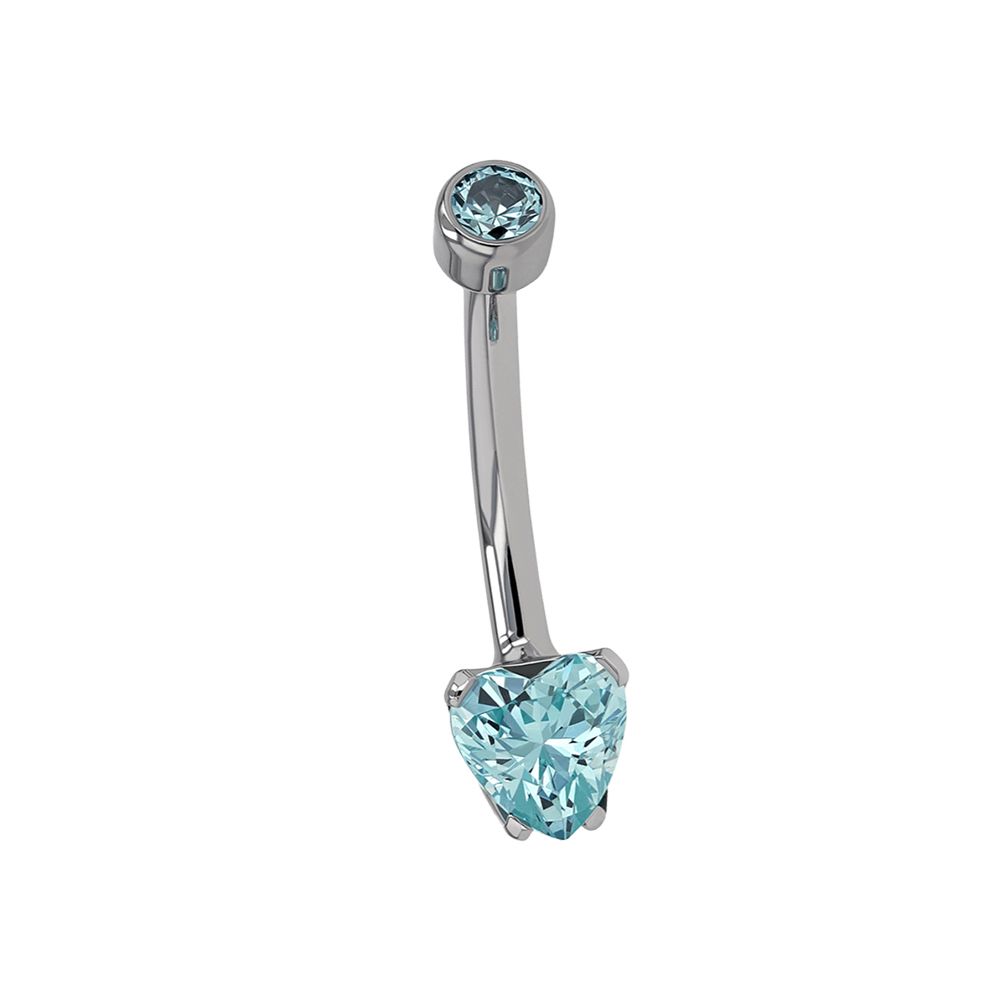TH Ti Navel CRV Heart Cut, Color: White Opal, Size: 14g 1/4"