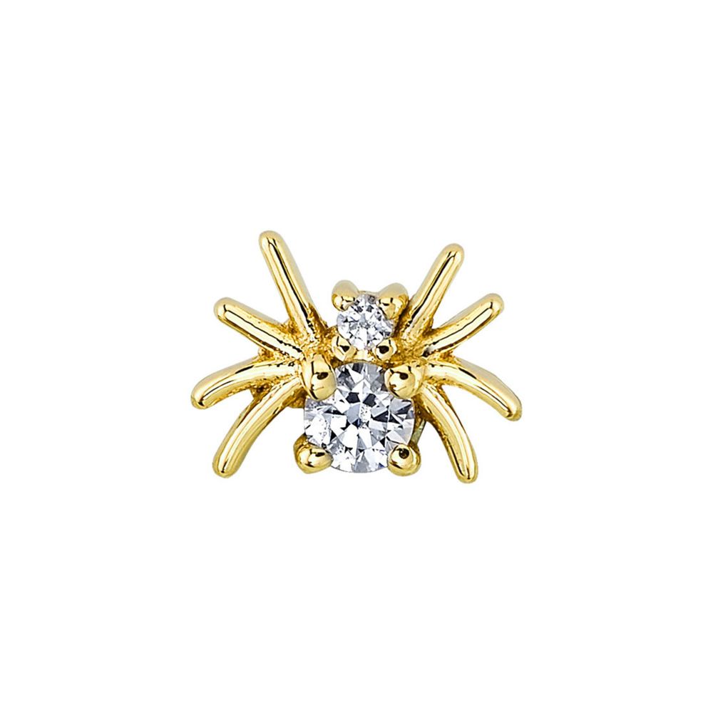 BVLA Pin - Octo, Size: 6X4.5mm, Gemstone: + 2mm White CZ + 1mm White CZ, Gold Color: YG