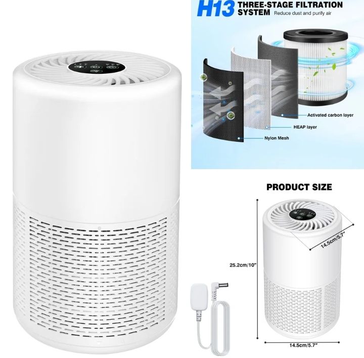 Air purifier for home bedroom with H13 true HEPA filter air cleaner purification HEPA air purifier smoke odor for pet home