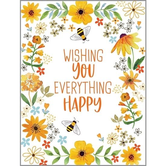 CARD - BIRTHDAY - BEES &amp; FLOWERS