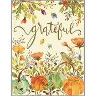 CARD - THANKSGIVING - BIRD AND PUMPKIN