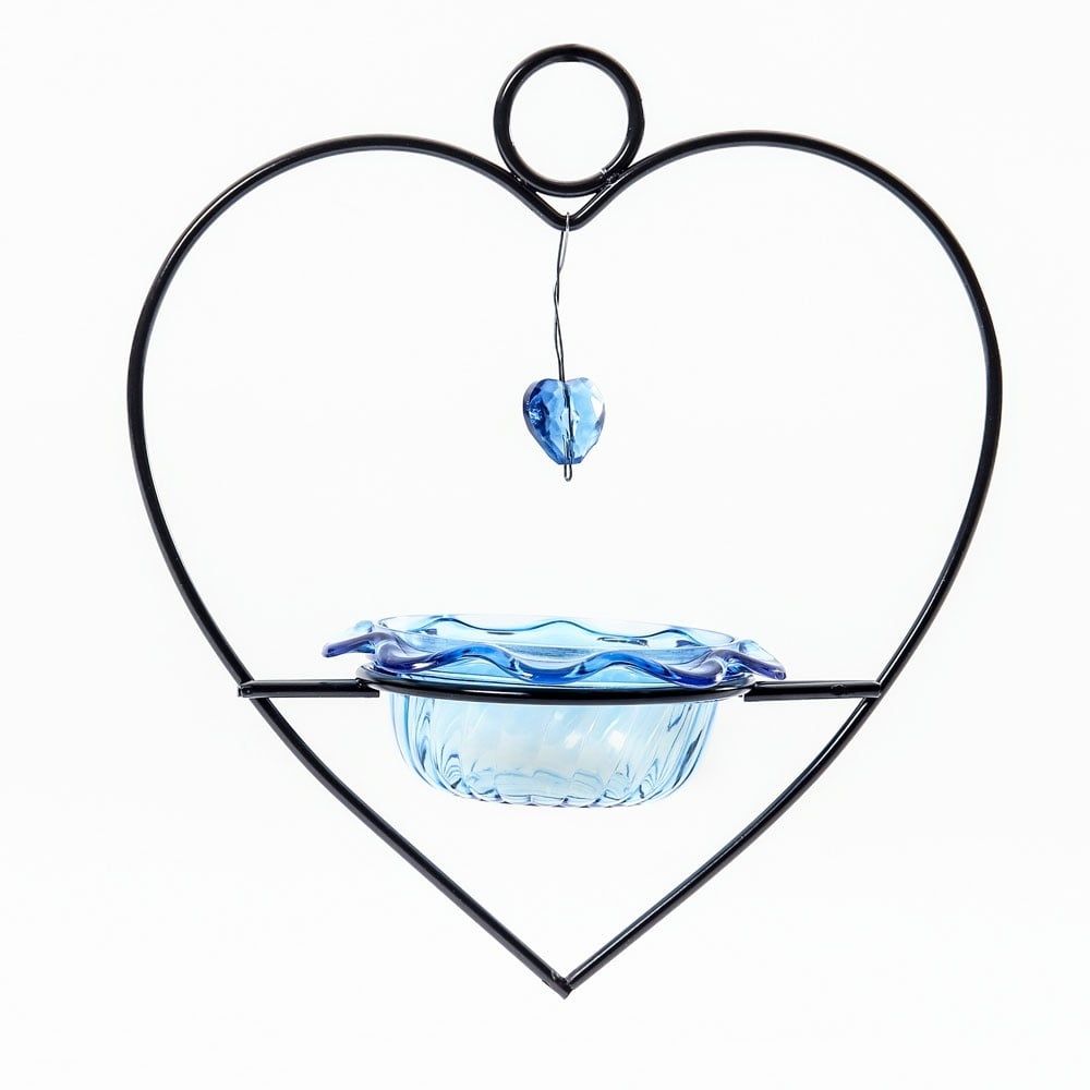 Blue Cup Feeder - Heart Shape